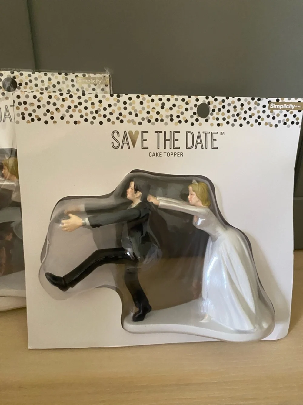 💍  Simplicity Save The Date Cake Topper - Bride Pulling Groom